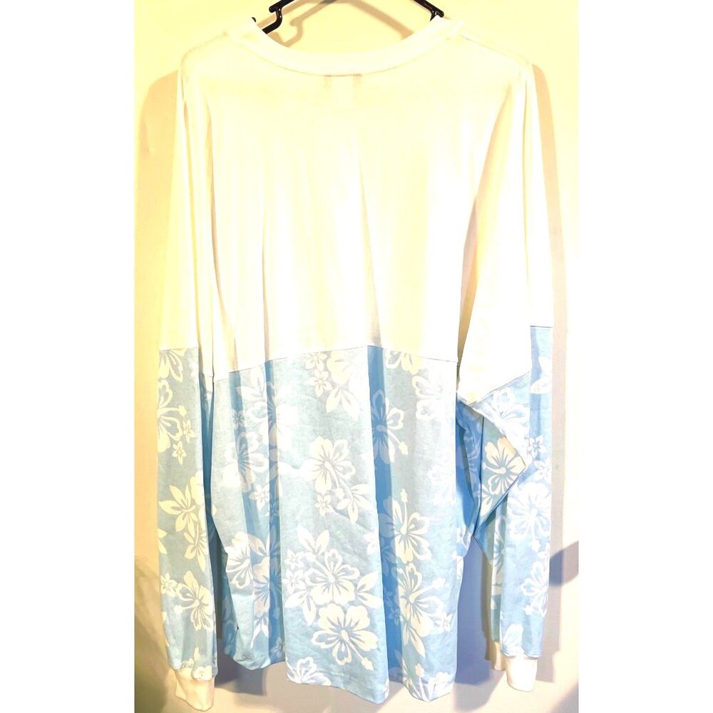 Spirit Jersey XXL White & Blue Floral Long Sleeve Shirt - Picture 3 of 4
